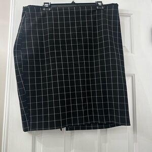 Express Black Windowpane Pencil Skirt with White Grid
